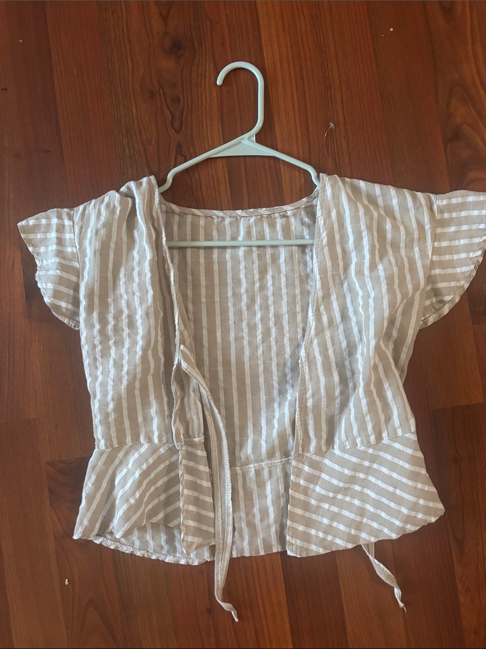 striped wrap top perfect for
layering and every day